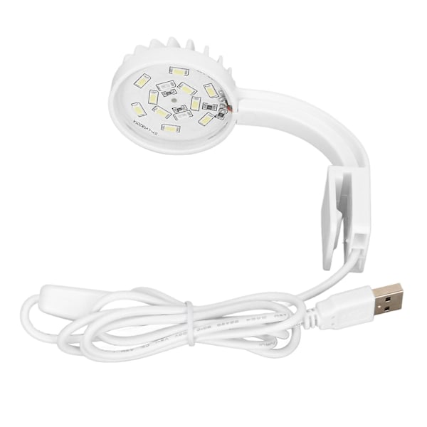 Justerbar Vinkel USB Clip-on Akvarielys - 5W 5V, 12 LED'er Blåt og Hvidt Lys