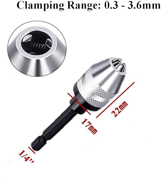 Borepatronadapter til slagnøgle - 3 stk. Mini borepatronadapter, nøglefri borepatron til slagnøgle (0,6-8 mm, 0,3-3,6 mmX2)