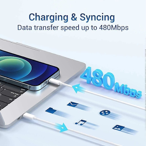 iPhone Nopea Latauskaapeli 3-pakkauksessa 2M USB-C - Lightning-kaapeli [MFi-sertifioitu] Uusi iPhone-kaapeli Yhteensopiva iPhone14 13 12 11 Pro Max X XS XR, iPad P
