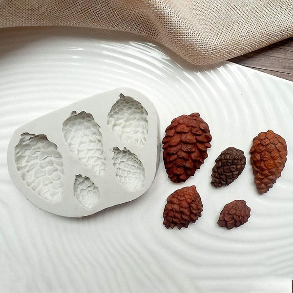 5-hulrum Pinecone Kage Fondant Form, Pine Cone Silikone Chokolade Candy Form