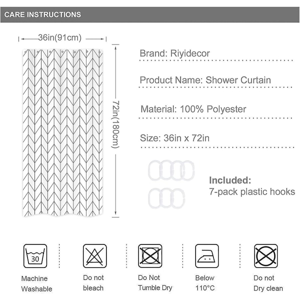 Suihkuverho Kaappi Pieni Suihkuverho Rv Walkin Seisova Puoli Pieni Koko 90*180cm Tuumainen Chevron Raidallinen kalanruoto Musta Valkoinen Geometrinen Kapea Ti