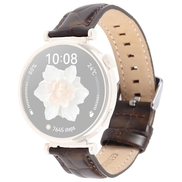 Til Garmin Lily 2 Active/Lily 2 håndledsrem 14 mm Toplag Ko Læder Urrem Brown Bamboo Grain