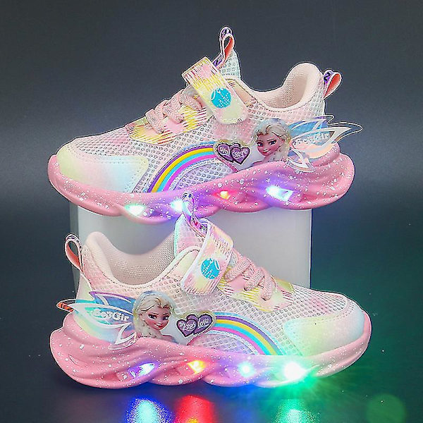 Frozen-tyttöjen vapaa-ajan kengät, LED-valokengät, Elsa-prinsessakengät, vauvan taaperokengät 33(20.6cm insole) Style 3