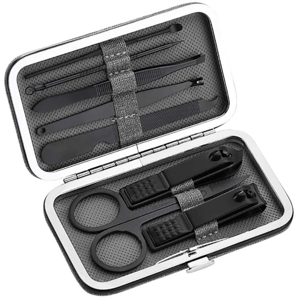 8 st Rostfria Nagelknipsare Set Professionell Sax Kostym Nagelverktyg Låda Trimmer Grooming Manikyr Klippare Kit (Färg : Grå)