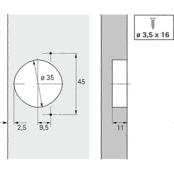 9072548 110° Optimat 4 Plus Fm Skjult Ramme Fastgørelseshængsel (enkelt) Udgave 0724