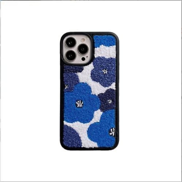 liangnv Klein Blå Broderede Blomster Cover Kompatibelt med iPhone 13 / iPhone 13 Pro/iPhone 13 Pro Max, Udsøgt Design Telefon Cover til Drenge & Piger (B