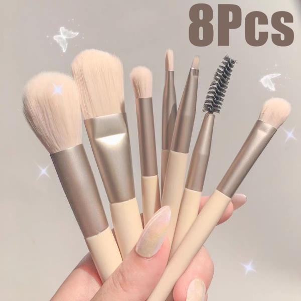 8-pack professionel makeup børste sæt værktøjsbørster Pink