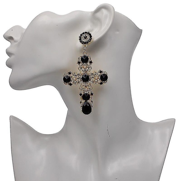 Vintage Boho Crystal Cross Drop örhängen för kvinnor