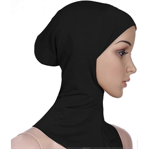 Justerbar Muslimsk Hijab Halsdækning Tørklæde til Kvinder - Sort
