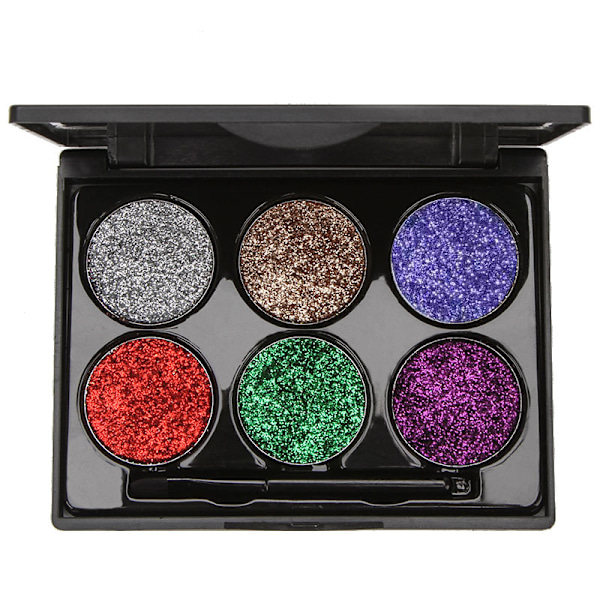 DNM Färgglad Lökpulver Ögonskugga Pärlemor Glitter Sekvenser Super Flash Flash Scen Ögonmakeup med Borste 6 Färger