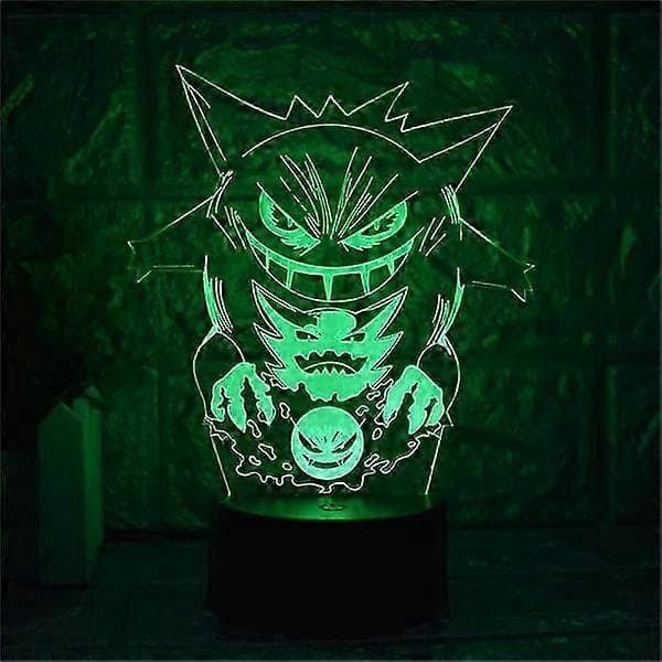 Tegneserie Elf Gengar Nattlampe 3D Illusjon LED Lys Barn