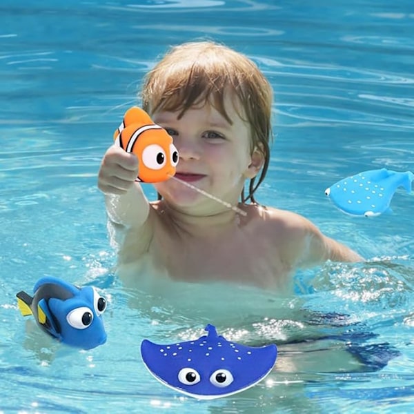 Børne Bruselegetøj Baby Bade Sprøjtelegetøj, Haj Badekar Vandlegetøj, 4 stk. Småbørn Spædbarn Svømmebassin Legetøj, til Fødselsdagsgaver Sommer Strand, Pool Aktivitet