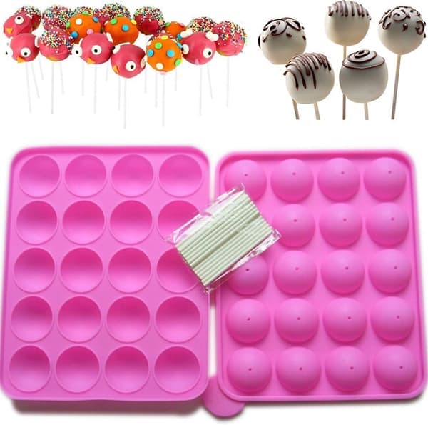 Silikonform for cake pops, 20 runde former