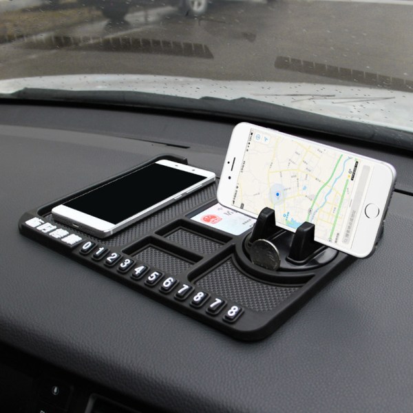 JF Universal Car Nonslip Pad Multifunktion Parkeringsnummer Kort Auto Phone Holder Måtte til Dashboard Sort
