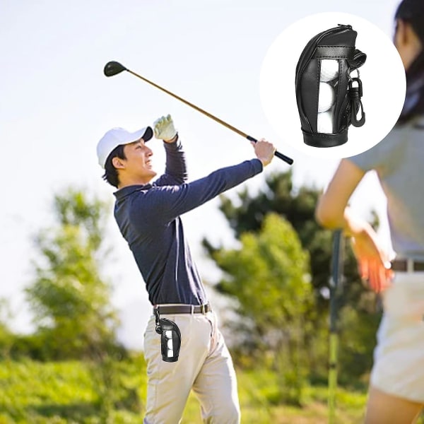 1 set Golfbollsväska Synlig design Dammtät dragkedja anti-scratch Slitbeständigt konstläder Portabel case Midjehållarväska Go White