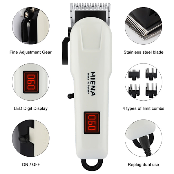 Professionell Hårklippare för Män USB-Laddning Elektrisk Skäggtrimmer Hårklippare, Sladdlös