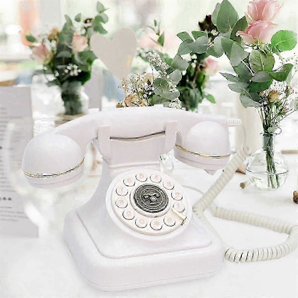 Audio Gästbok Telefon Retro Rotary Stil Antik Audio Gästbok Telefon Meddelande Röstinspelare Vintage Telefon-Bra White