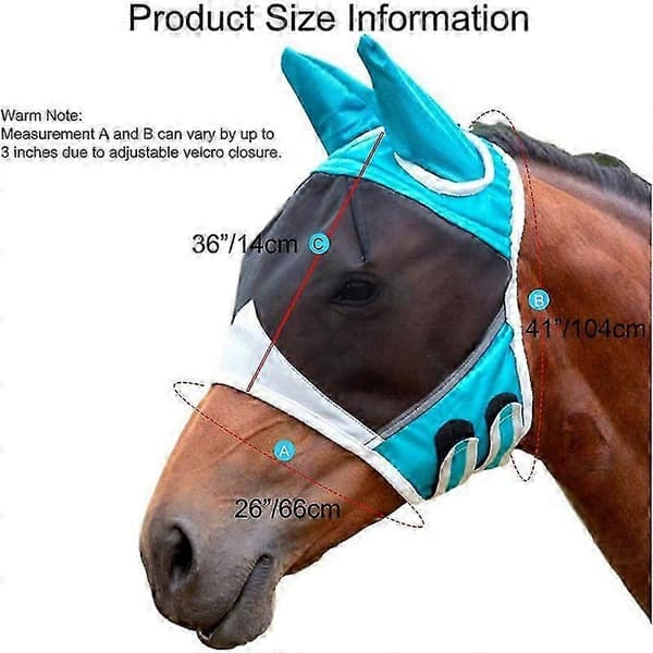 Shires Fine Mesh Øreløs Flue Maske til Hest Blue L