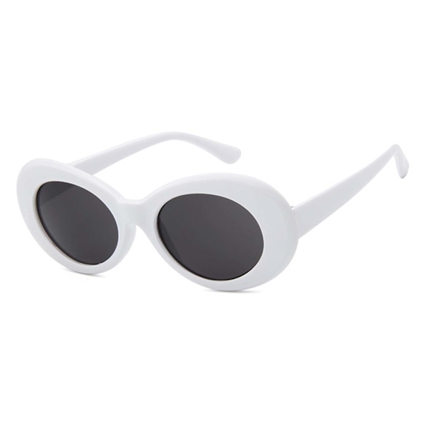 Hvid Store Runde Retro Solbriller Sort Glas hvid