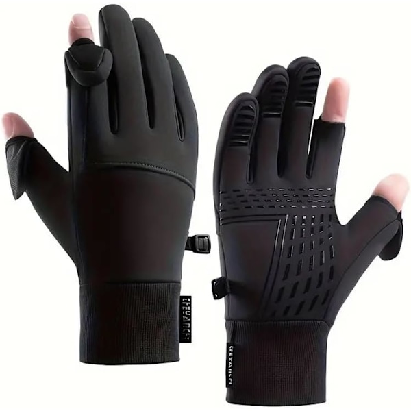 1 Par Vindtette Vanntette Varme Hansker med Fingerhetter, Berøringsskjermhansker, Åpen Finger, Egnet for Løping, Sykling, Kjøring, Fiske, Unisex