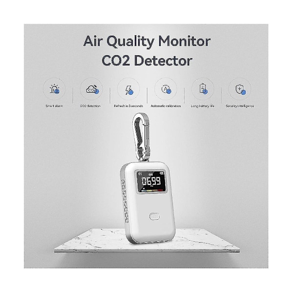 Mini CO2-detektor, luftkvalitetsmåler, infrarød CO2-måler til rejser, hjem, indendørs, du kan bruge den overalt - dwdz