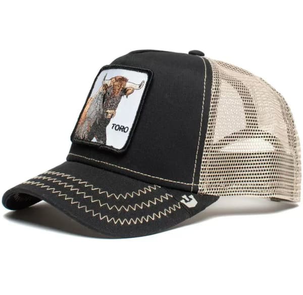 Broderad Keps med Djurmönster i Mesh - Snapback - Black Ox