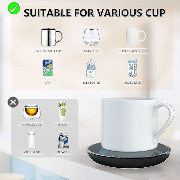 Elektrisk kaffevwarmer, smarte kaffevarmere til kontorbord, krusvarmer med 2 temperaturindstillinger