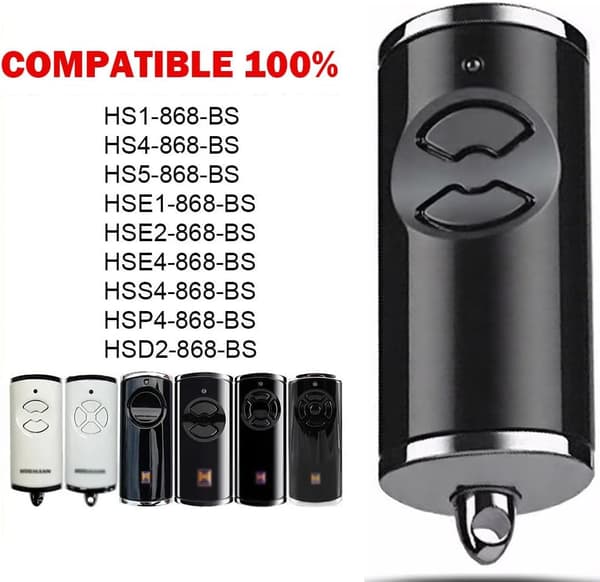 Sett med 2 bærbare garasjeportfjernkontroller, 868,3 MHz frekvens.