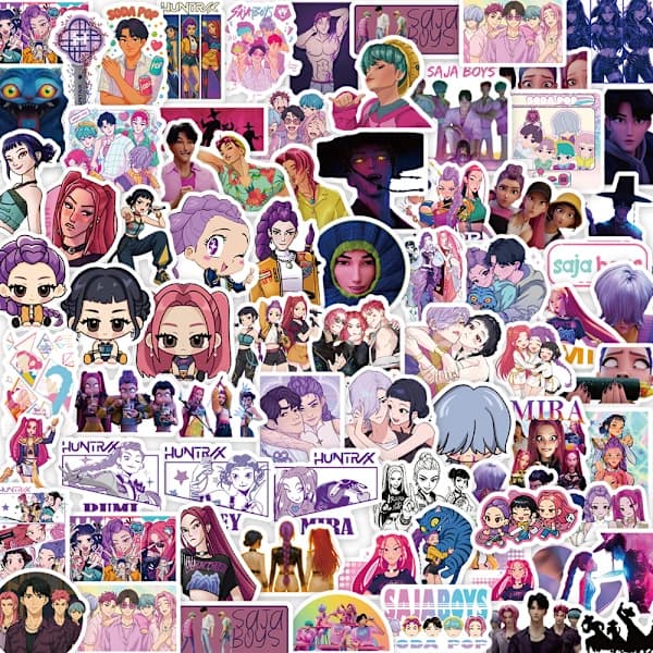 74 K-pop-stil Devil Hunter-tema klistremerker, vanntette anime-vinylklistremerker, egnet for dekorering av bærbare datamaskiner, skateboards, etc.