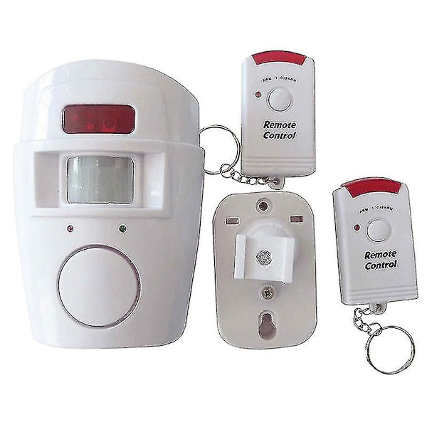 Trådlöst PIR Rörelsesensor Alarm + 2 Fjärrkontroller Skjul Hem Garage Husvagn