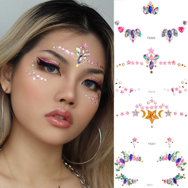 Ansiktsdiamant Makeup Art Sticker Tatuering Party Makeup Verktyg