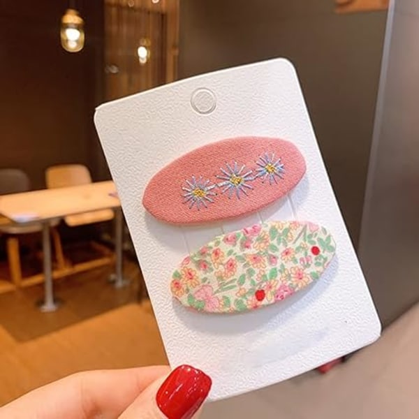 4 kpl Kangasnappikiinnitteiset hiusklipsit Kukkaprinttikuosiset hiusneulat Liukumattomat hiusklipsit Söpöt hiustarvikkeet naisille ja tytöille