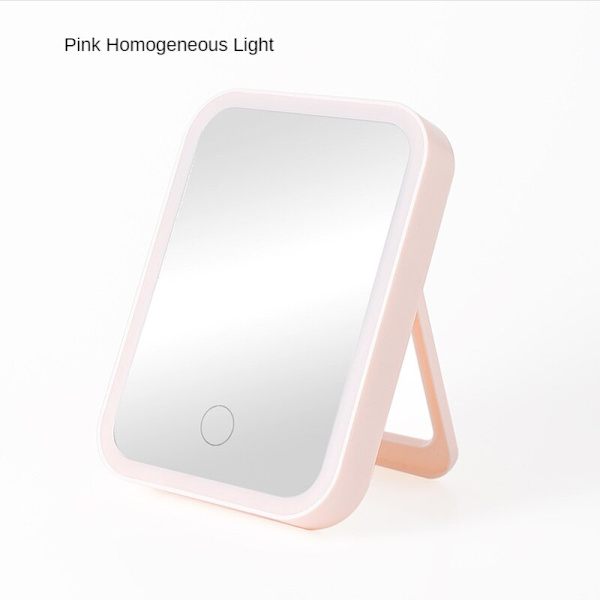 Sammenleggbart bærbart speil LED-sminkespeil med lys Pink tricolor light