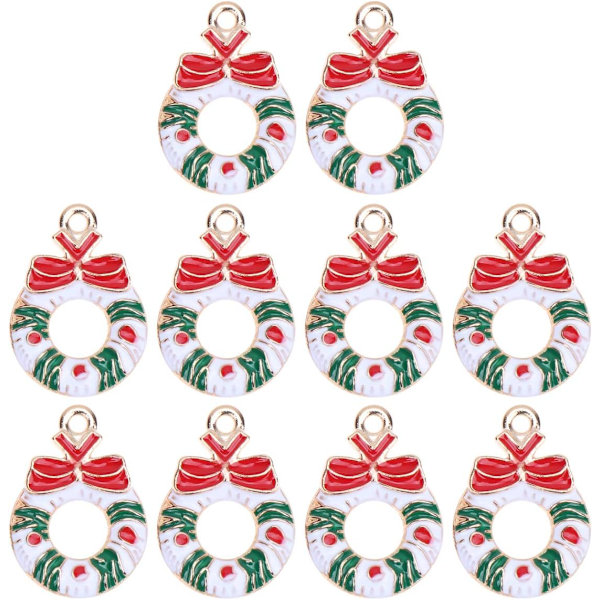 10 Pcs Necklace Bracelet Jewelry Making Charms Big Wreath Xmas Enamel Charm Pendants Fashion Christmas DIY Earrings Jewelry Accessories