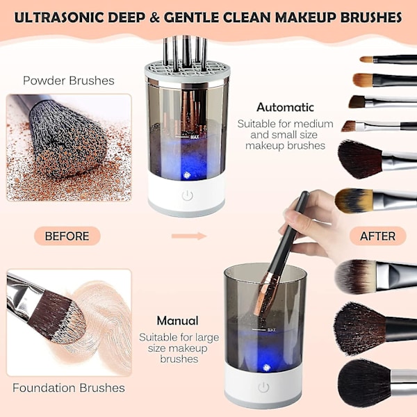 Elektrisk Makeupbørste Renser, Makeupbørste Renser Maskine Med Børsterensemåtte, Automatisk Kosmetisk Børste Renser Værktøj - dwdz