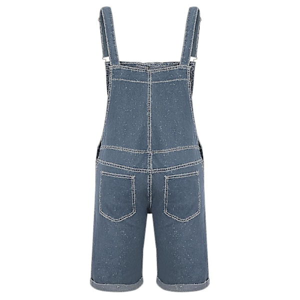 Miesten rento muodikkaat yksiväriset rinta taskulliset farkku repaleiset shortsit suorat housut Blue L