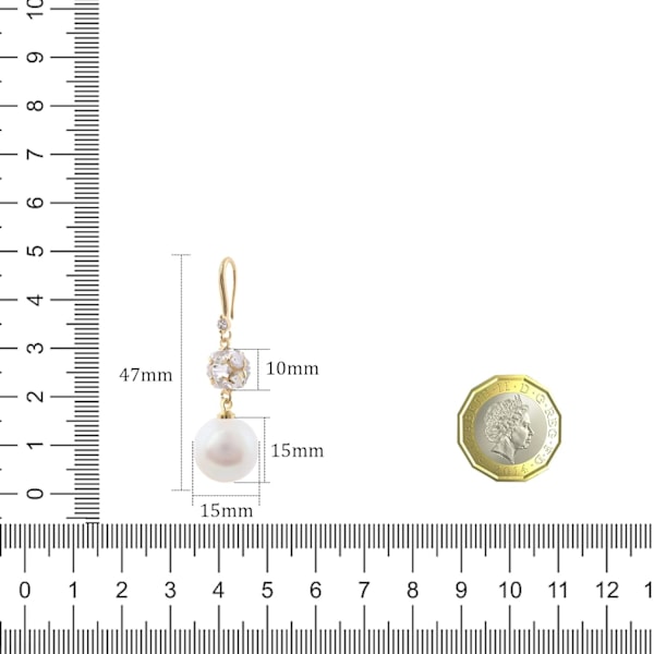 Dame Perle Øreringe Guld Perle Drop Øreringe med Diamant Krystal Øreringe Håndlavede Smykker Gaver
