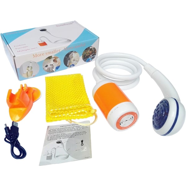 Bärbar dusch campingdusch utomhusdusch, inbyggt 4800mAh batteri, bärbar elektrisk laddningsdusch, pumpande vattenflödesdusch