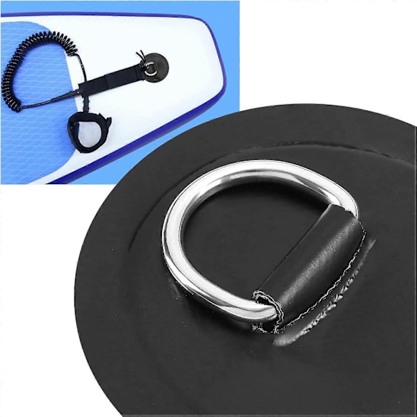 Pakke med D-ring lapper til oppustelig kajak, PVC til båd, kano, tømmerflåde, kano, kajak, surfbræt, ingen lim inkluderet, 4\" sort
