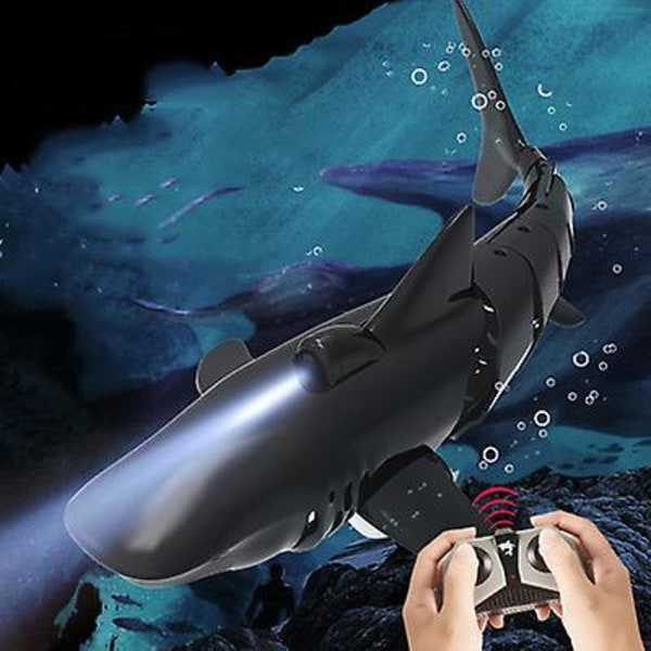 2,4 g Fjärrkontroll Shark Toy 1:18 Skala High Simulation Shark Shark black Two battery