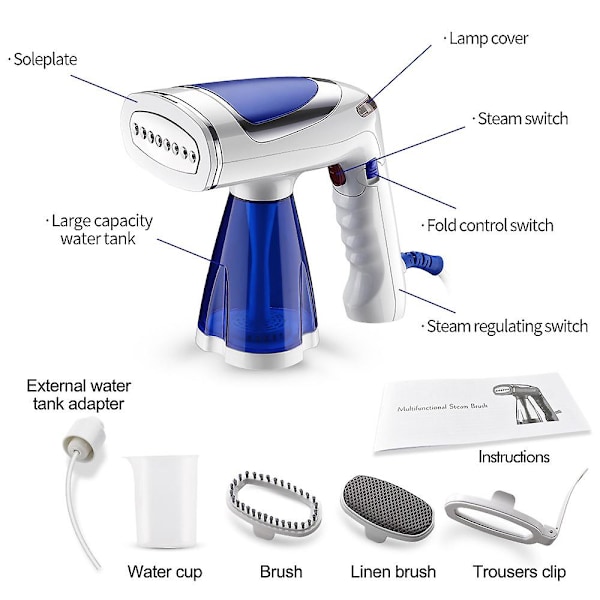 Foldbar Steamer, Bærbart Strygejern til Tøj, Tøjdamper, Håndholdt Strygning til Hjemmet, Mini Vertikale Steamere til Rejser