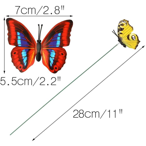 50 färgglada fjärilar på 7 cm för trädgårdsdekoration