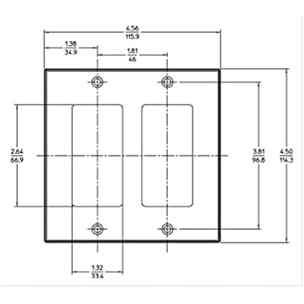 80409-W 2-facks Decora/GFCI Apparat Väggplatta, Standardstorlek, Härdplast, Apparatmontering, Vit