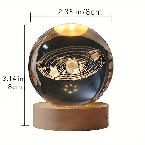 3D Galaxy Kristallkula Nattlampa, Färgglad LED Lamphållare, Färgskiftande Lampa som Födelsedagspresent till Tonårspojkar och Flickor
