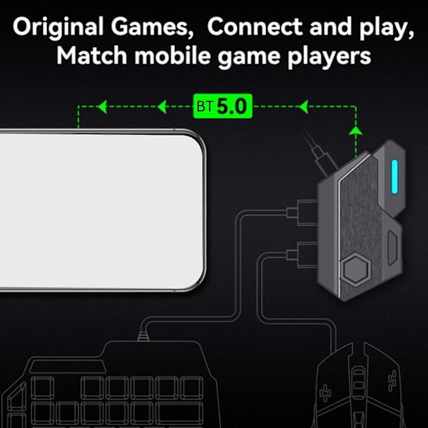 Gamepad Mobil Pubg Kontroller Gaming Tastatur Mus Konverter Bluetooth For Ios Android Spill Adapt