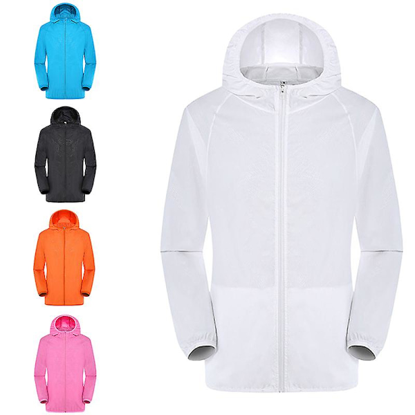 Hætte Sunbreaker Frakke Kvinder Mænd Windbreaker Jakke Vandtæt UV Hurtigtørrende Hud Ultralet Regntæt Åndbar Med Lomme