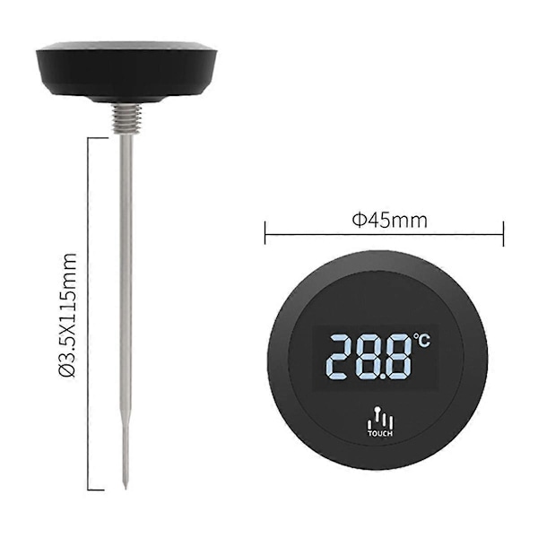 Digital Termometer med Touchskärm IP65 Vattentät Termometer med Rostfri Sond för Kaffe Mjölkkanna