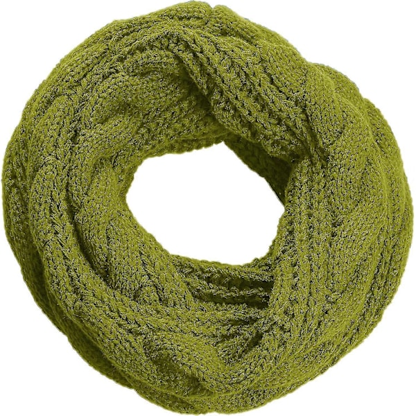 Dame Tyk Ribstrikket Vinter Infinity Circle Loop Halstørklæde Premium Twist Greenery Olive Green