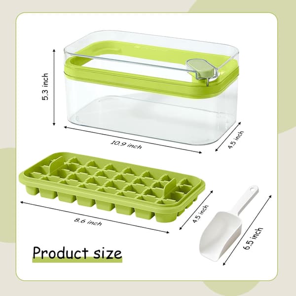 Isbitsform med lock och soptunna, 2-pack frys, 64 isbitsformar (Grön)