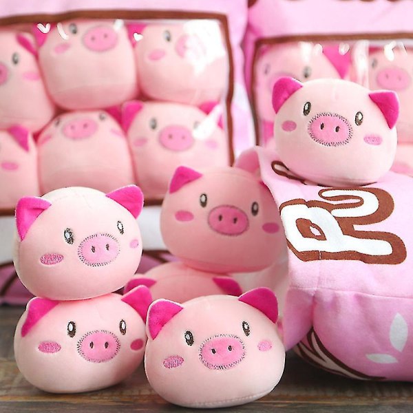 Sød snackpude udstoppet dyrelegetøj Budding Dekorativ aftagelig Kitty Kattedukker Kreative legetøjsgaver Big pink pig